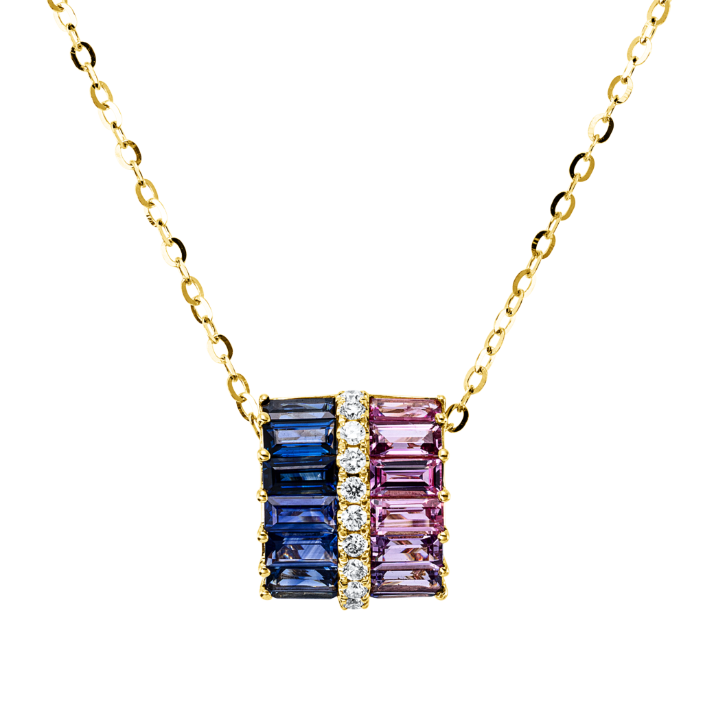 Brogle Classic Kette mit Saphiranhänger Rainbow