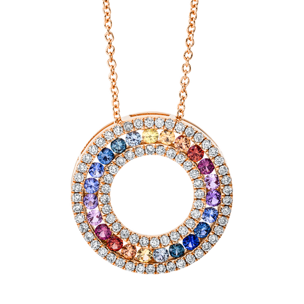 Brogle Selection Rainbow necklace with sapphire pendant