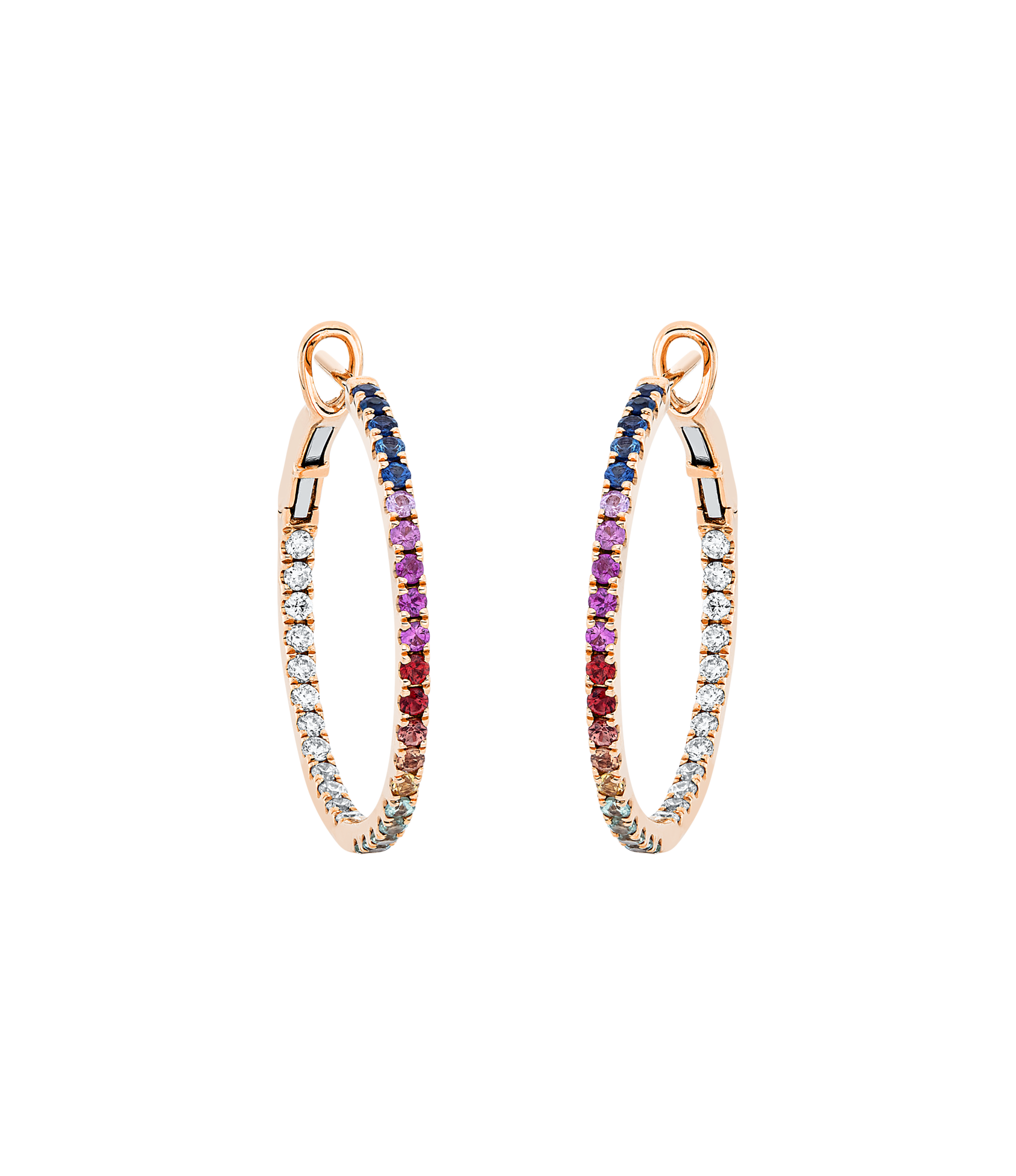 Brogle Classic sapphire hoop earrings Rainbow Brogle Classic sapphire hoop earrings Rainbow