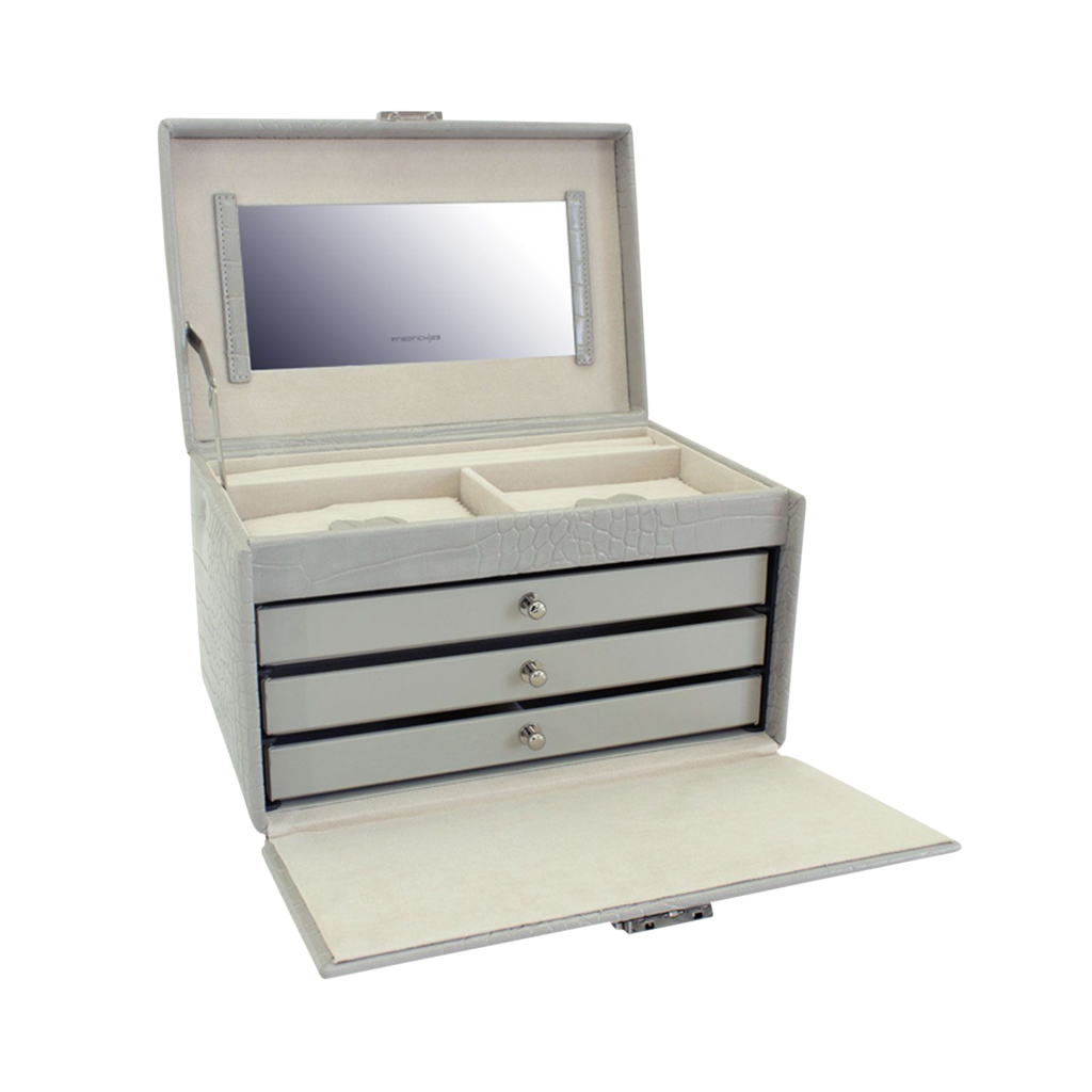 Friedrich Schmuckkoffer Kroko - Hellgrau Friedrich Schmuckkoffer Kroko - Hellgrau