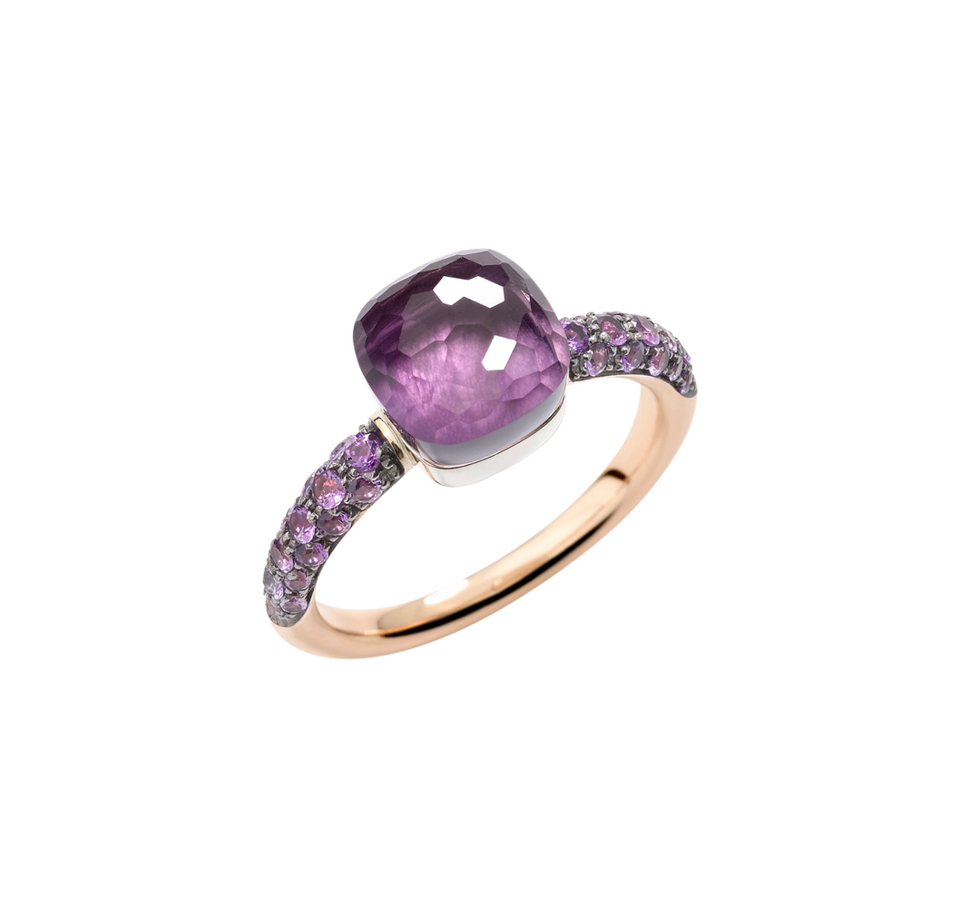PAC3000 O6BKR OI0GL 010 Pomellato ring nudo petit rose gold 18kt white gold 18kt amethyst jade a20bfff86bb35b612