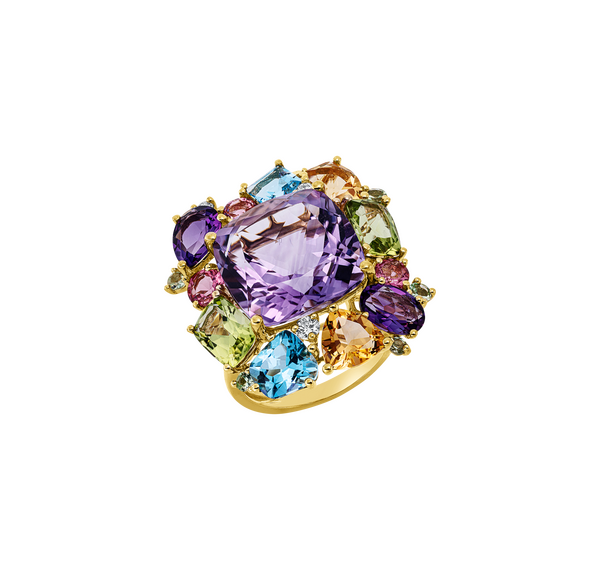 Brogle Classic Rainbow colored stone ring