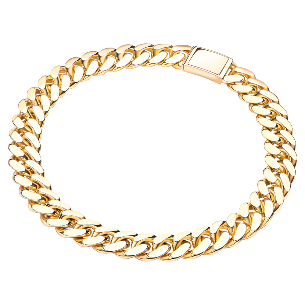 Emil Kraus Cuban Link curb chain oval diamond-plated, 18mm