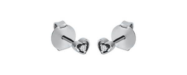 Brogle Classic heart stud earrings with diamonds Brogle Classic heart stud earrings with diamonds