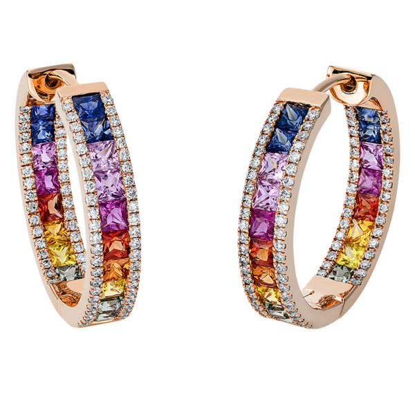 Brogle Selection Rainbow hoop earrings with sapphires