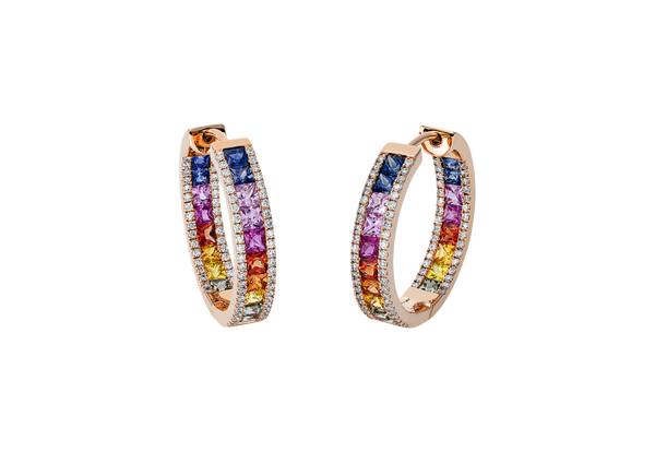 Brogle Selection sapphire hoop earrings Rainbow Brogle Selection sapphire hoop earrings Rainbow