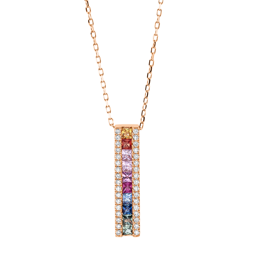 Brogle Selection Rainbow necklace with colored stone pendant