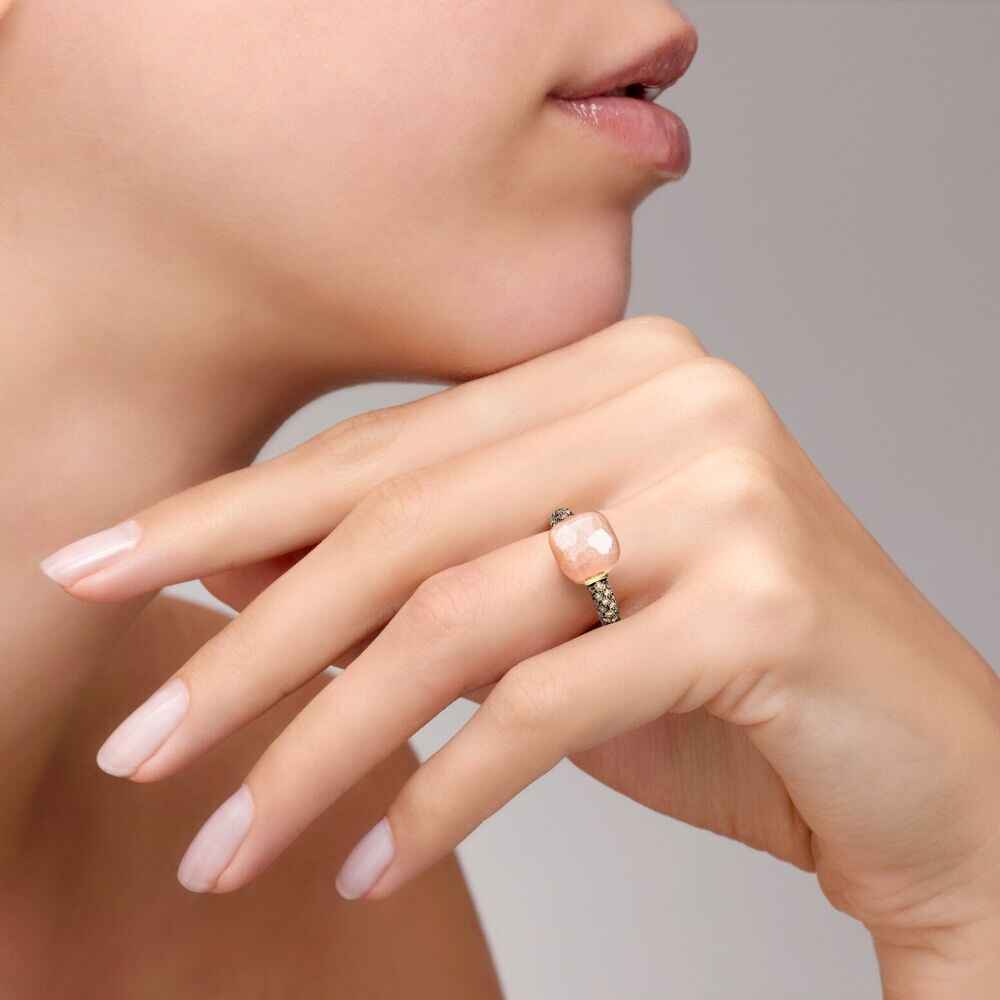 PAC0040 O6BKR BRADO 100 Pomellato ring nudo chocolate classic rose gold 18kt white gold 18kt orange adularia brown diamond f64b0454fbcd73c3d