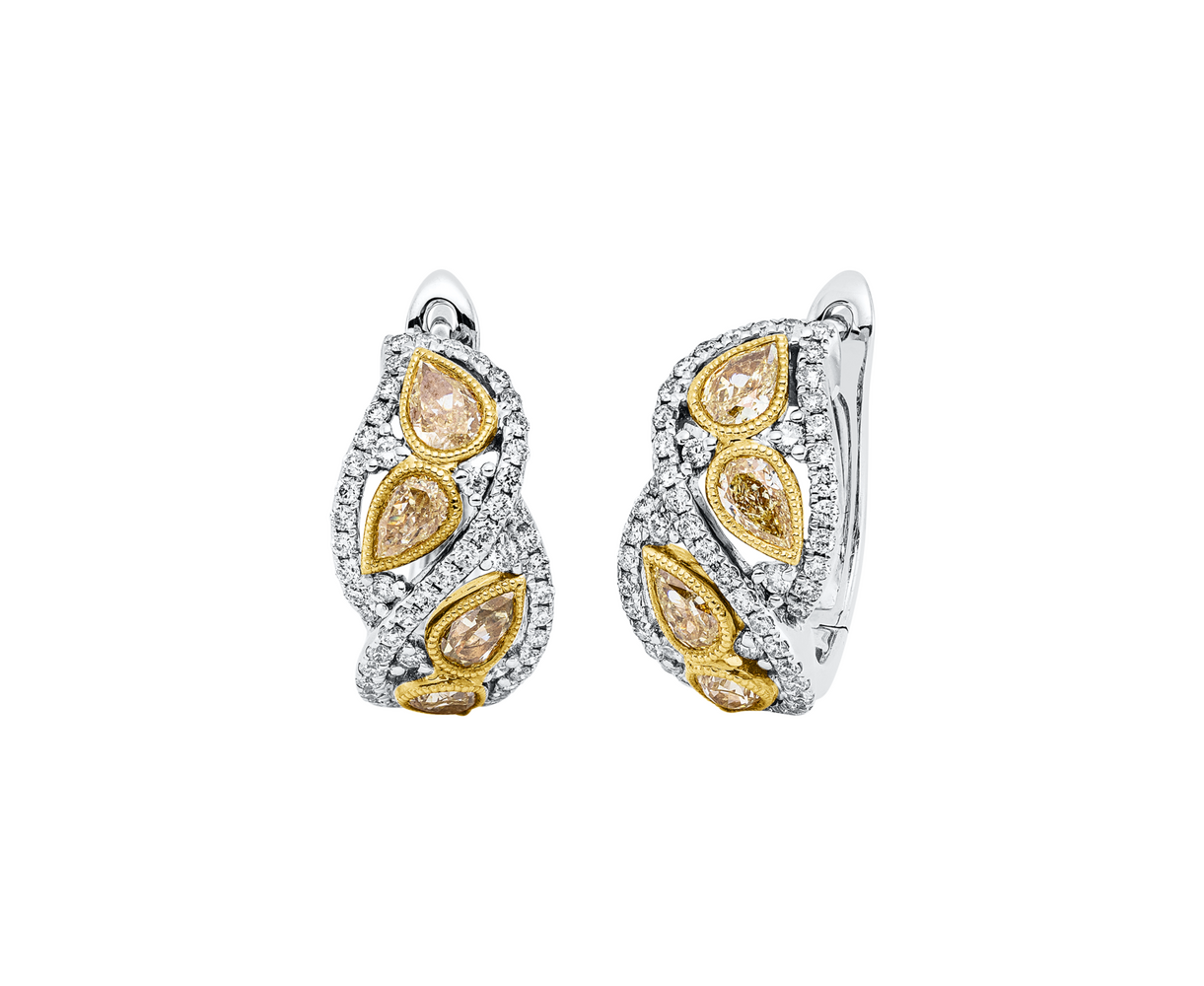 Brogle Selection bicolor diamond hoop earrings