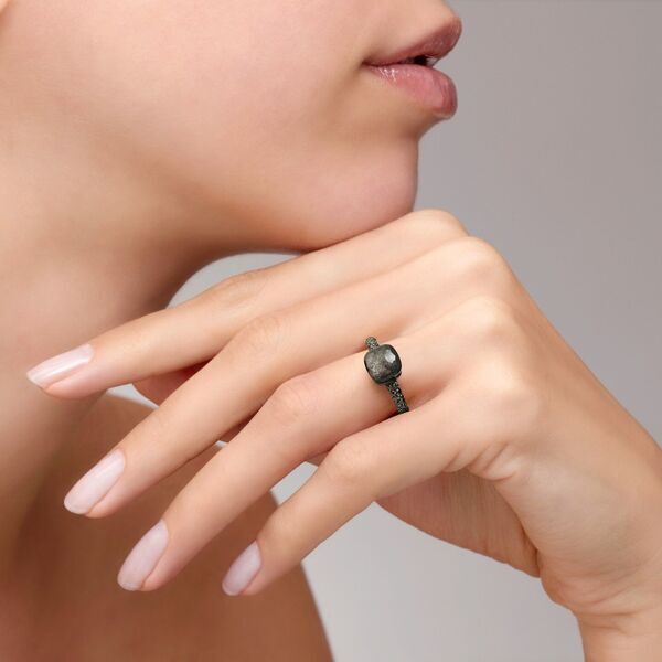 PAB7040 OT000 DBKOS 100 Pomellato ring nudo petitrose gold 18kt obsidian treated black diamond r64b0458dd74bb60c