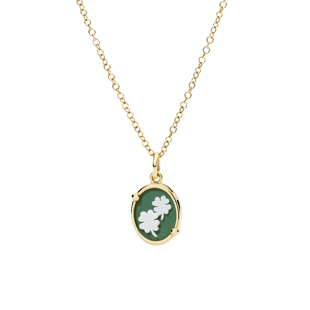 Dodo vierblättriges Kleeblatt-Kamee Anhänger Dodo vierblättriges Kleeblatt-Kamee Anhänger