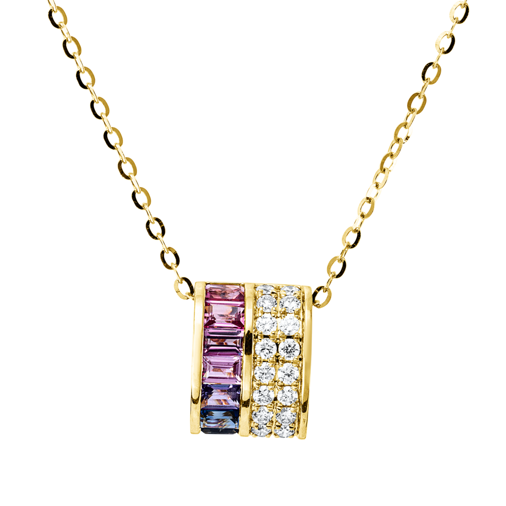 Brogle Classic Kette mit Saphiranhänger Rainbow
