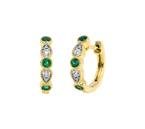 Brogle Classic emerald hoop earrings