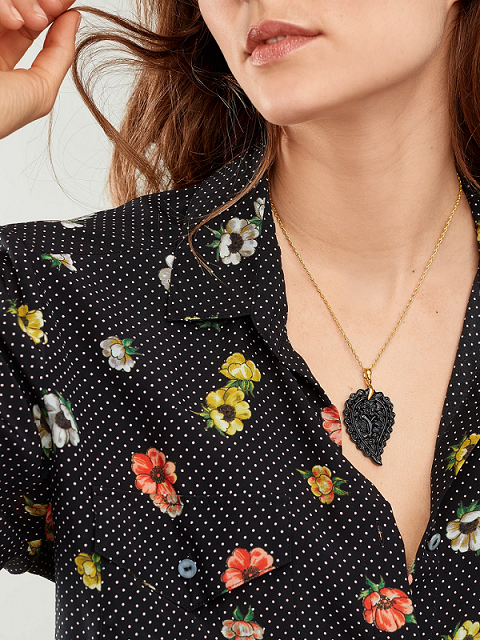 Tamara Comolli India Leaf Onyx M Anhänger