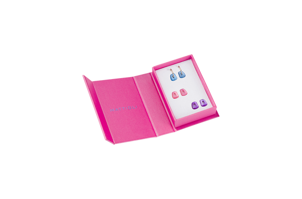 Mattioli Mini Puzzle earring box, with 3 pairs of puzzles