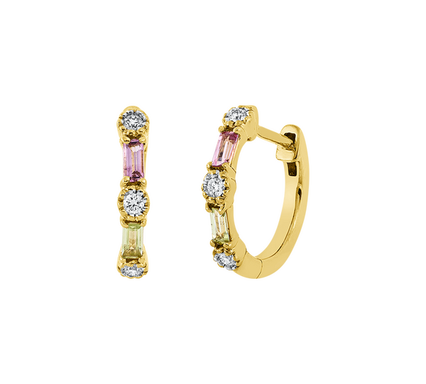 Brogle Classic coloured stone hoop earrings