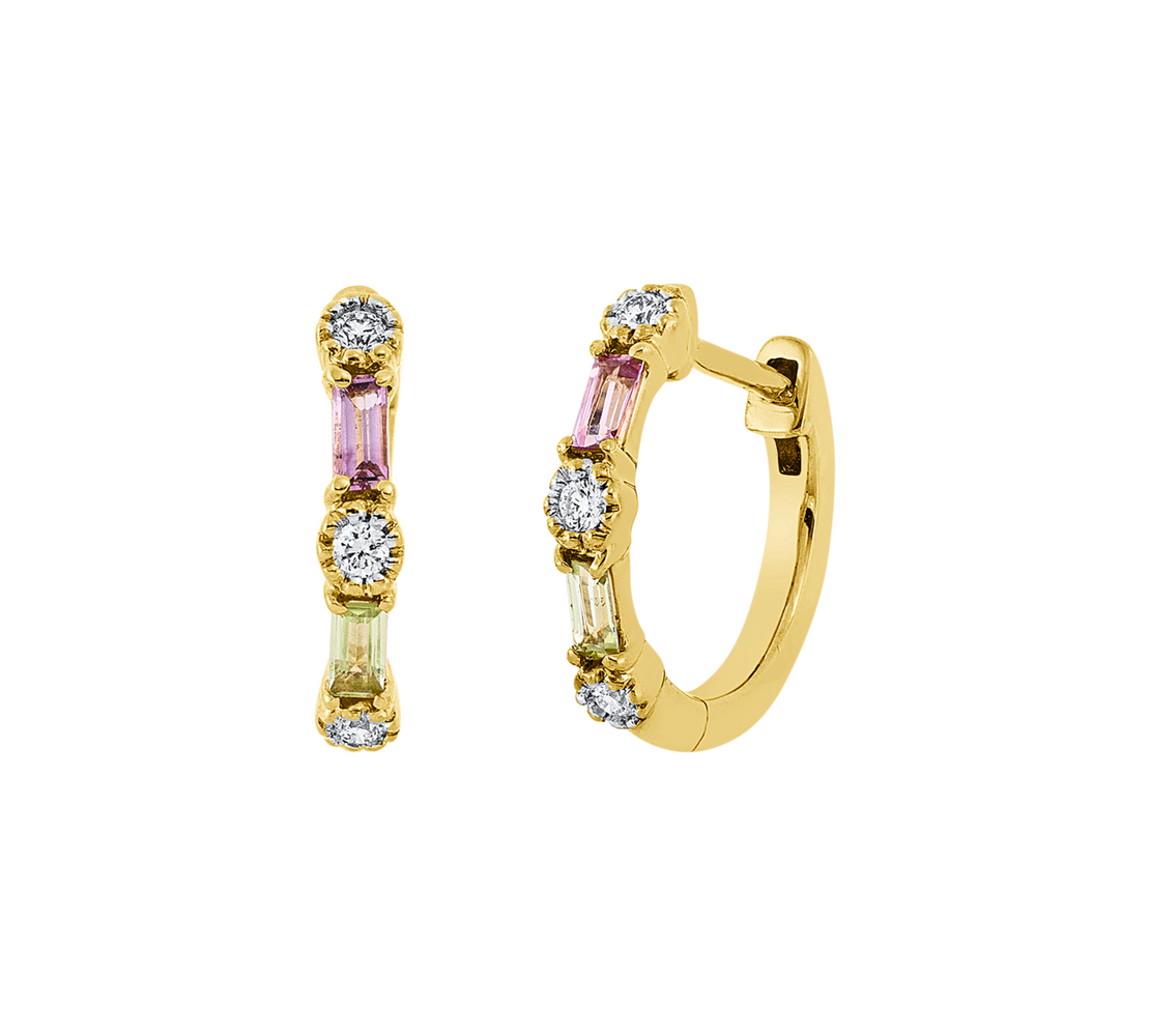 Brogle Classic coloured stone hoop earrings Brogle Classic coloured stone hoop earrings