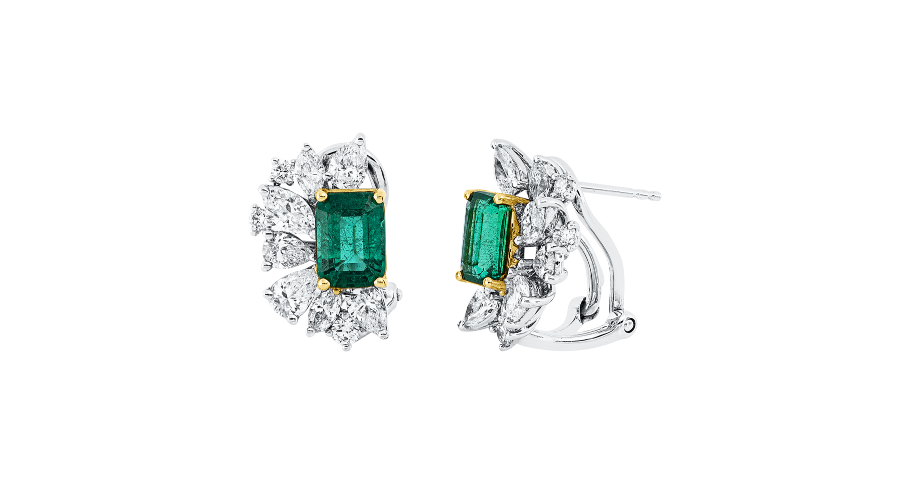 Brogle Selection bicolour emerald stud earrings Brogle Selection bicolour emerald stud earrings