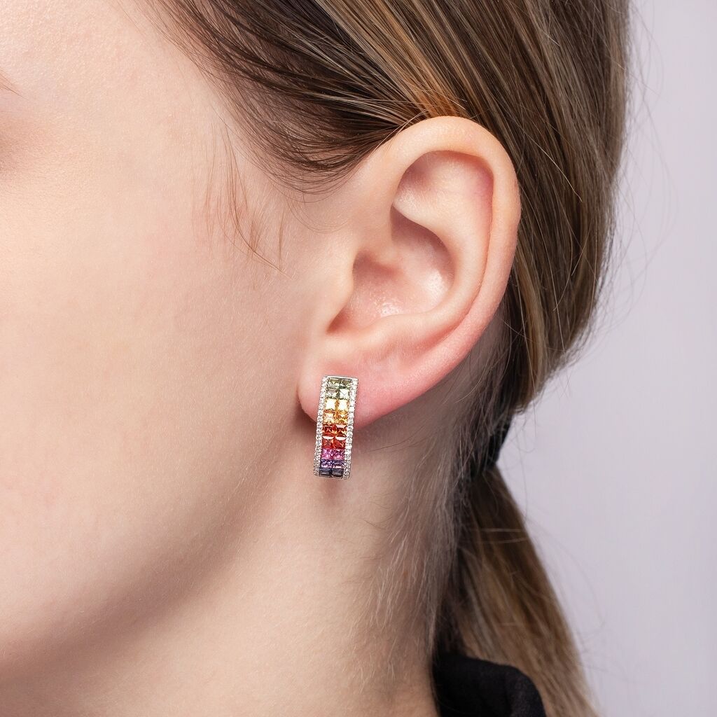 Brogle Classic sapphire hoop earrings Rainbow Brogle Classic sapphire hoop earrings Rainbow