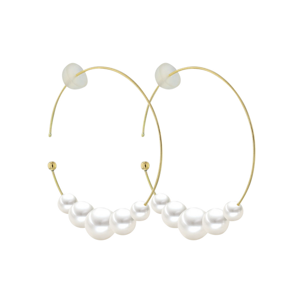 Brogle Selection Ocean freshwater pearl hoop earrings