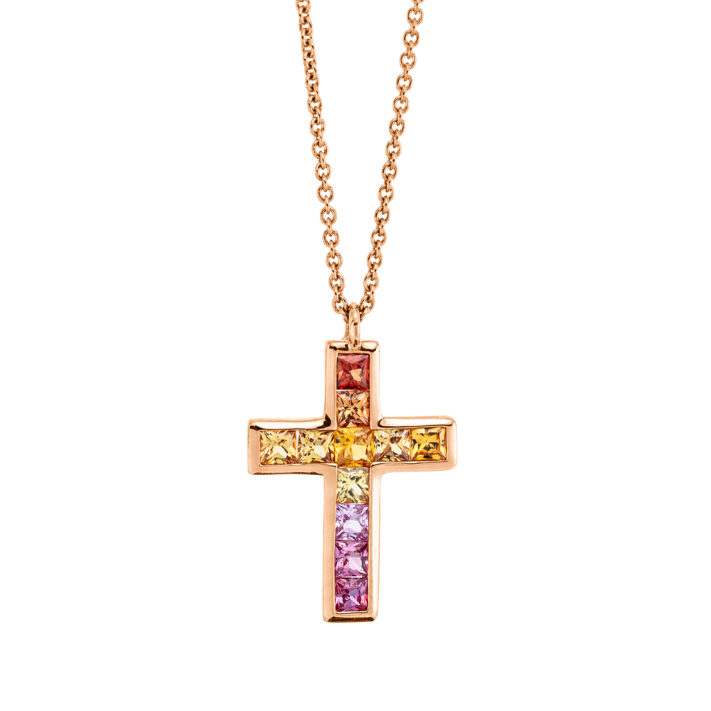 Brogle Classic necklace with sapphire cross Rainbow
