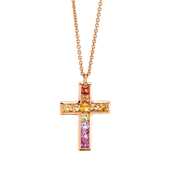 Brogle Classic necklace with sapphire cross Rainbow