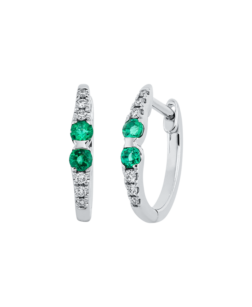 Brogle Classic emerald hoop earrings