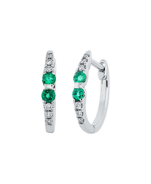 Brogle Classic emerald hoop earrings