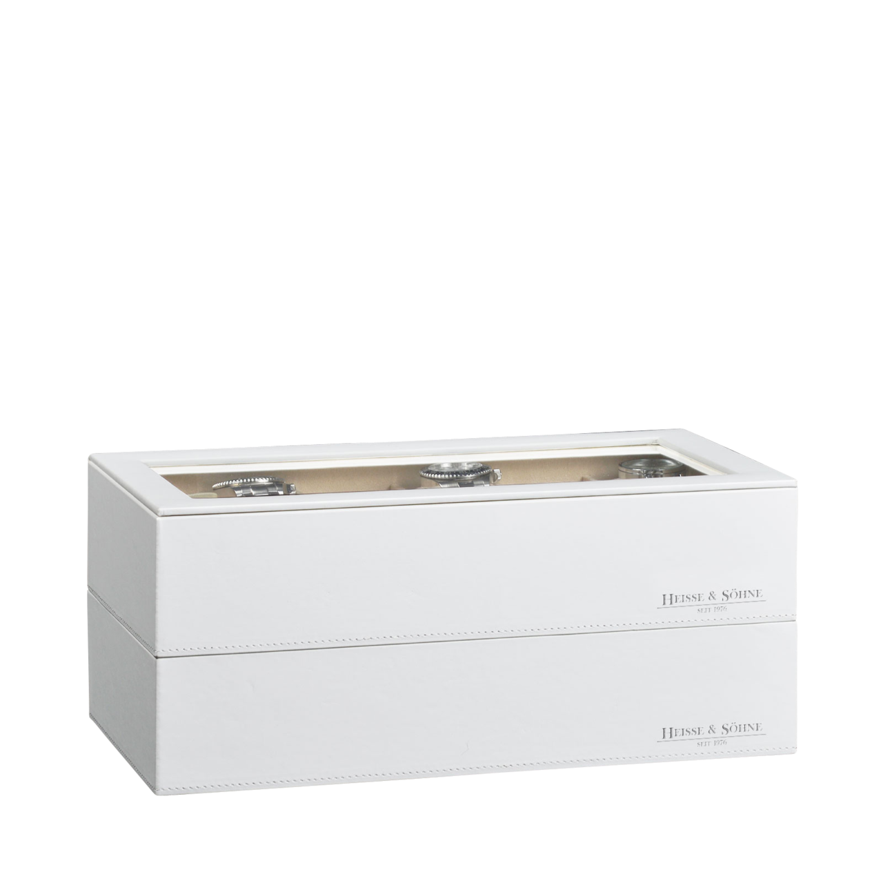 Heisse & Söhne Stapelbares Schmuckkästchen Mirage XL - Oberteil: Uhrenbox für 12 Uhren