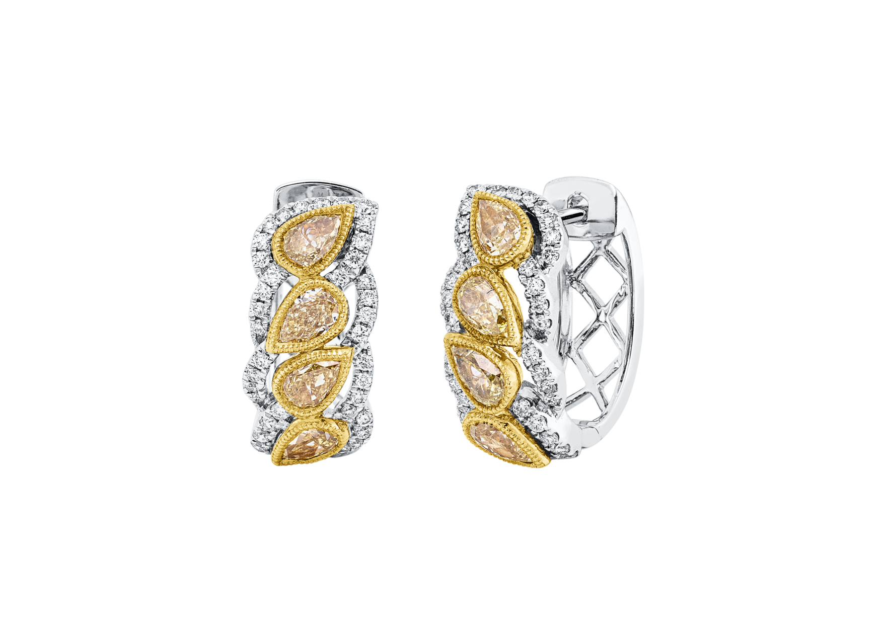 Brogle Selection bicolor diamond hoop earrings