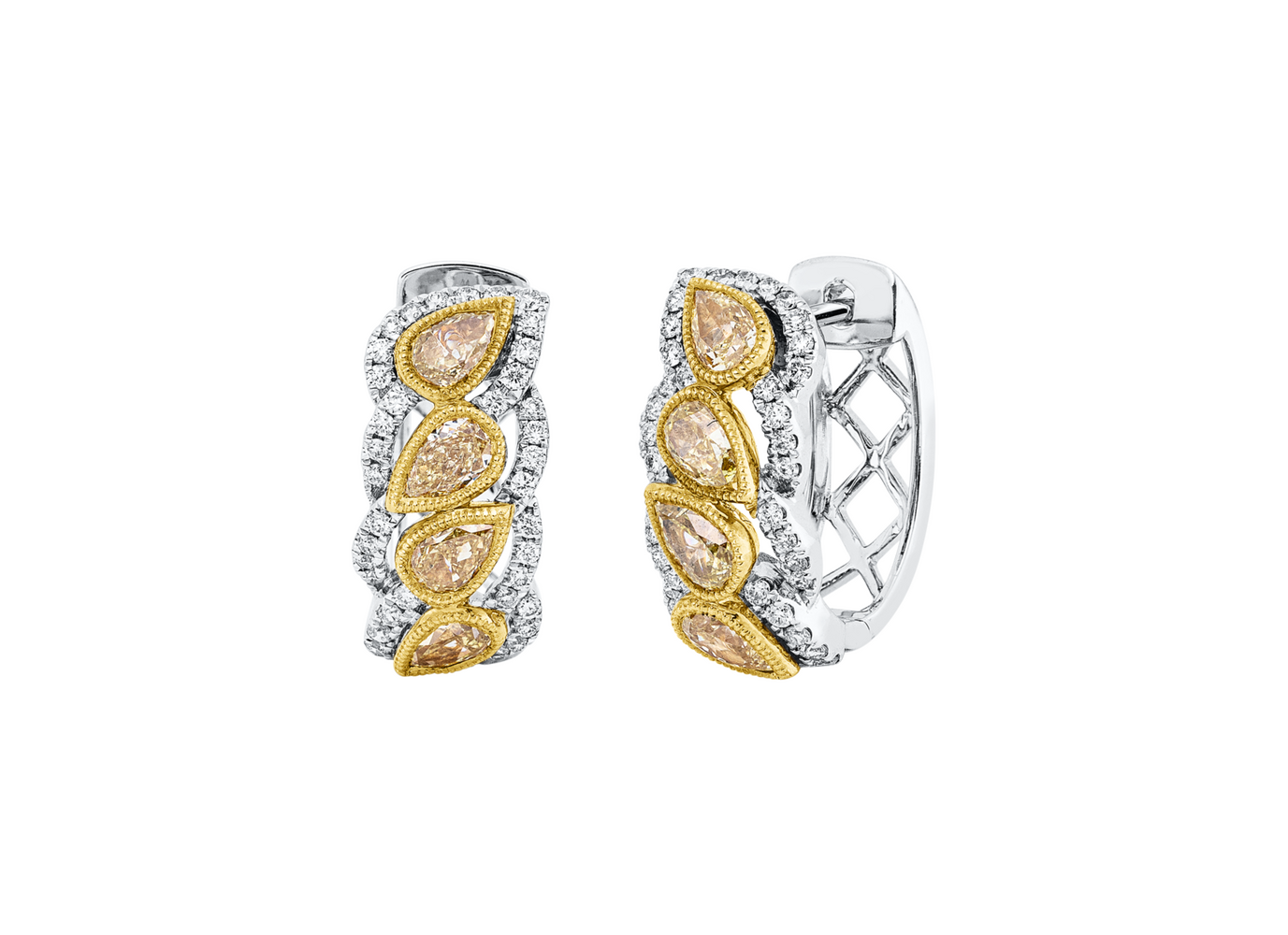 Brogle Selection bicolor diamond hoop earrings Brogle Selection bicolor diamond hoop earrings