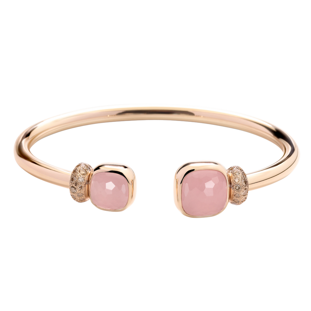 Pomellato Nudo Classic & Petit mit Rosenquarz und Chalcedon Armspange