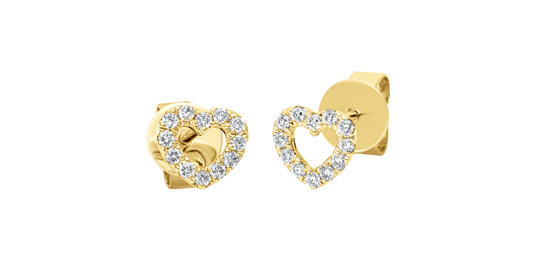 Brogle Classic heart stud earrings with diamonds Brogle Classic heart stud earrings with diamonds