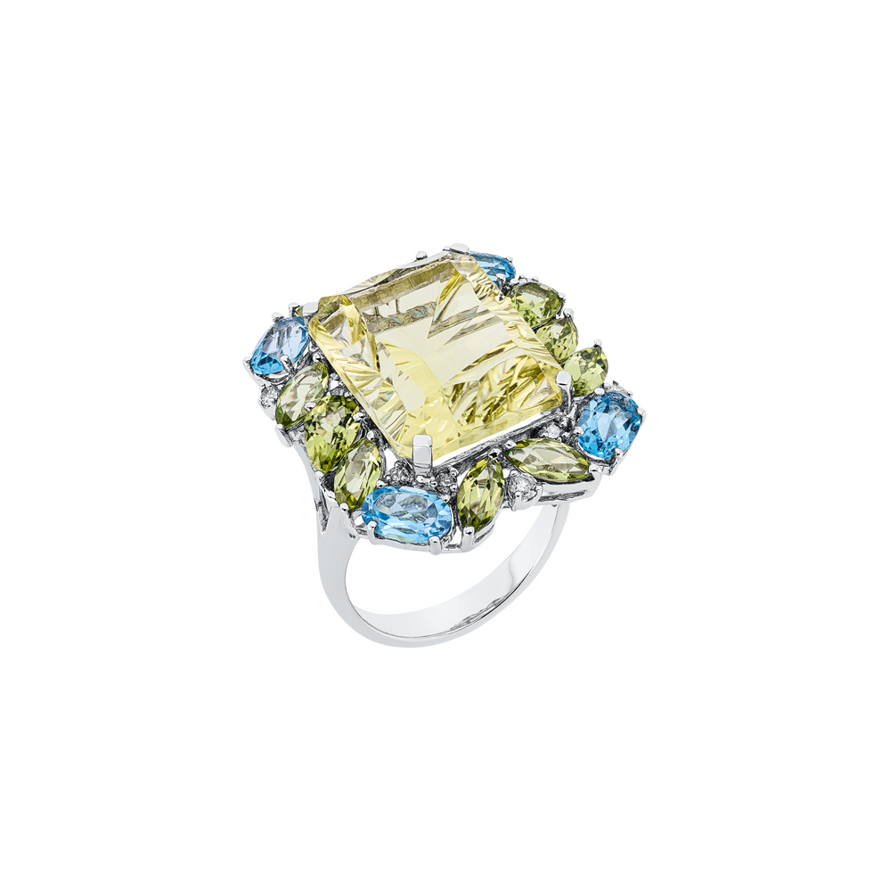 Brogle Classic Rainbow colored stone ring