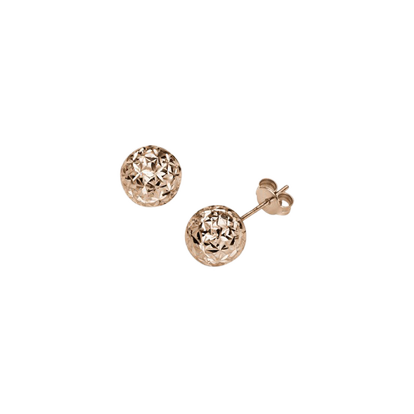 Brogle Selection Essentials ball gold stud earrings diamond cut 10mm