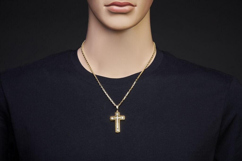 Brogle Classic Bicolor Kreuzanhänger aus Gold