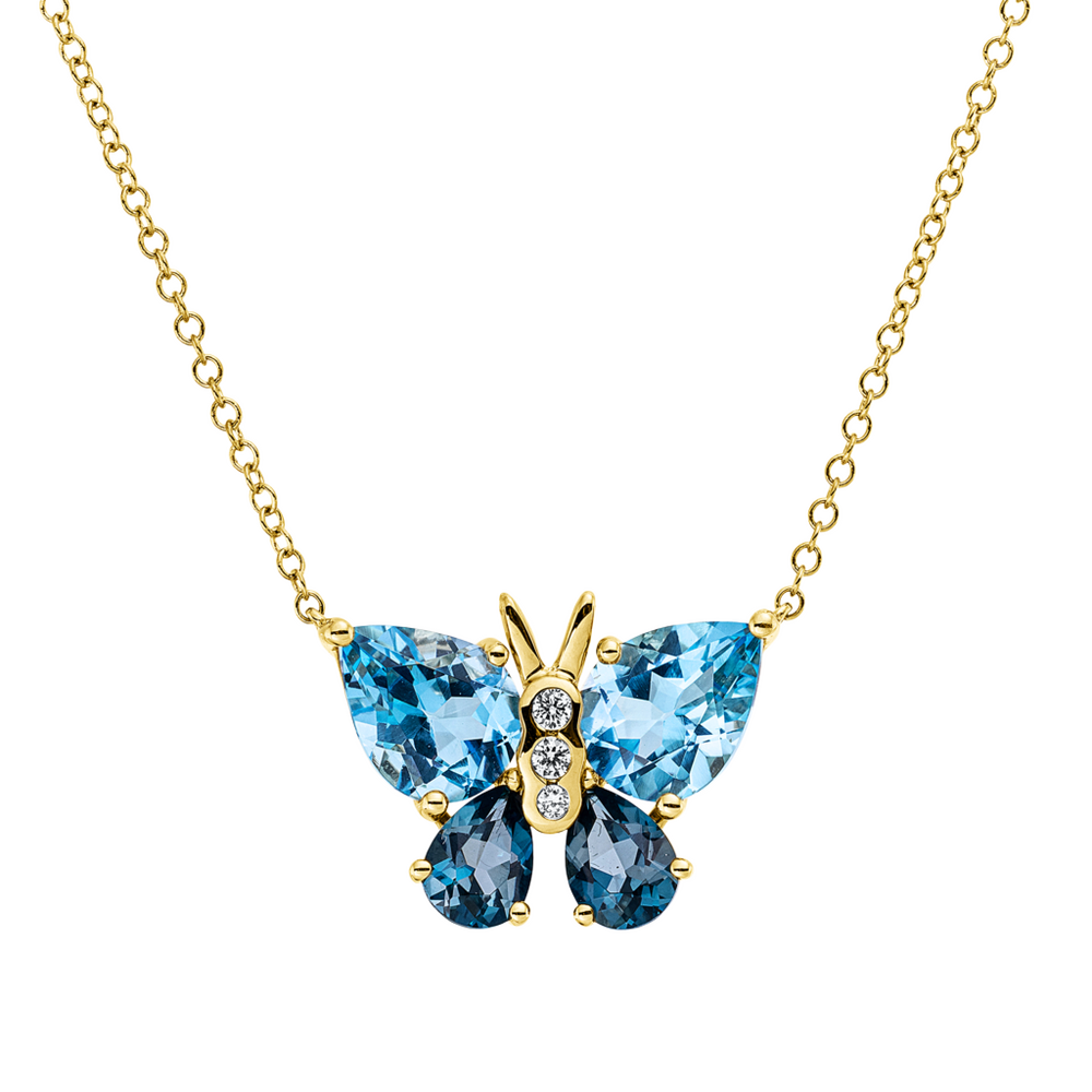 Brogle Classic necklace with coloured stone butterfly
