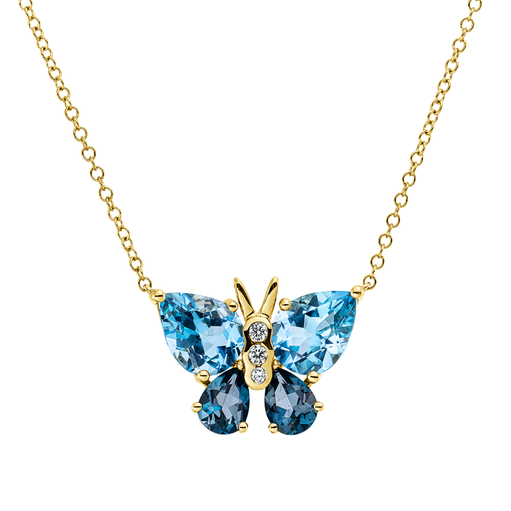 Brogle Classic necklace with coloured stone butterfly Brogle Classic necklace with coloured stone butterfly