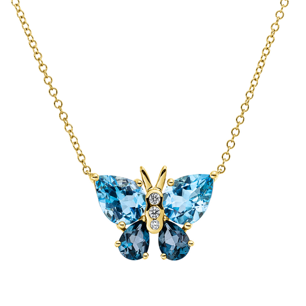 Brogle Classic necklace with coloured stone butterfly Brogle Classic necklace with coloured stone butterfly