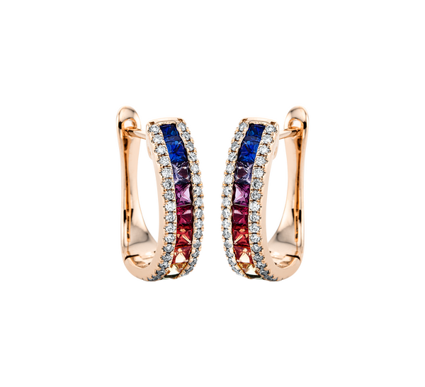 Brogle Classic sapphire hoop earrings Rainbow Brogle Classic sapphire hoop earrings Rainbow