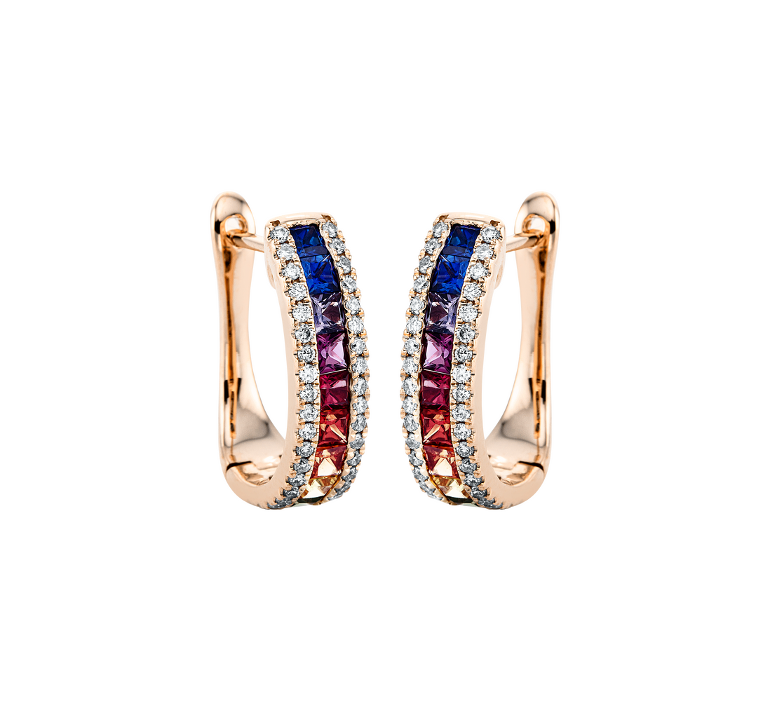 Brogle Classic sapphire hoop earrings Rainbow Brogle Classic sapphire hoop earrings Rainbow