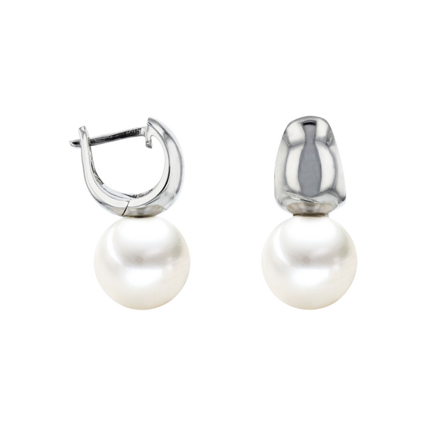 Brogle Selection Ocean freshwater pearl hoop earrings