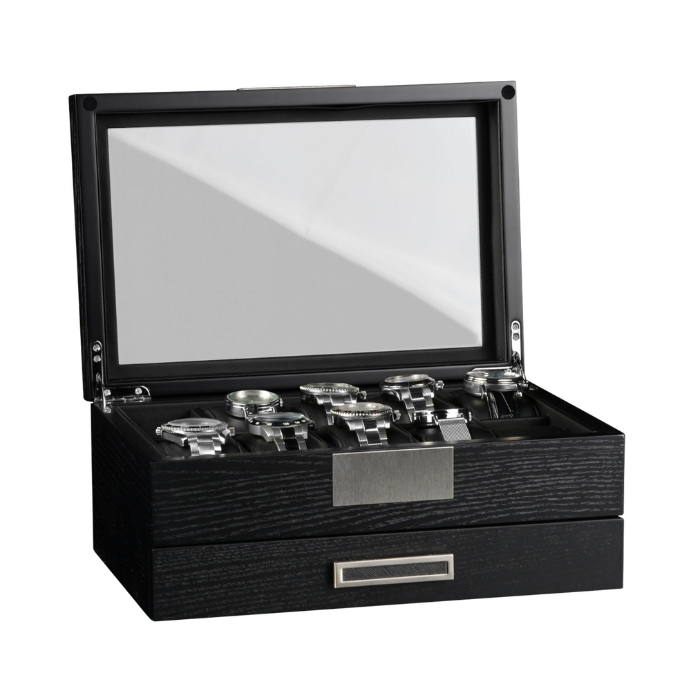 Heisse & Söhne watch box Monteray 10+ ash - black satin finish