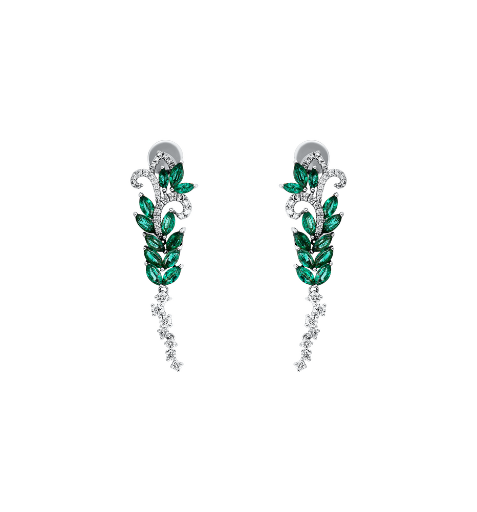 Brogle Selection bicolour emerald stud earrings Brogle Selection bicolour emerald stud earrings